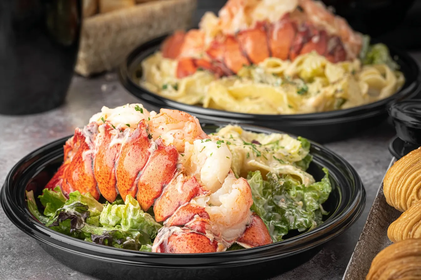 Butter Poached Lobster Tails on a Plate