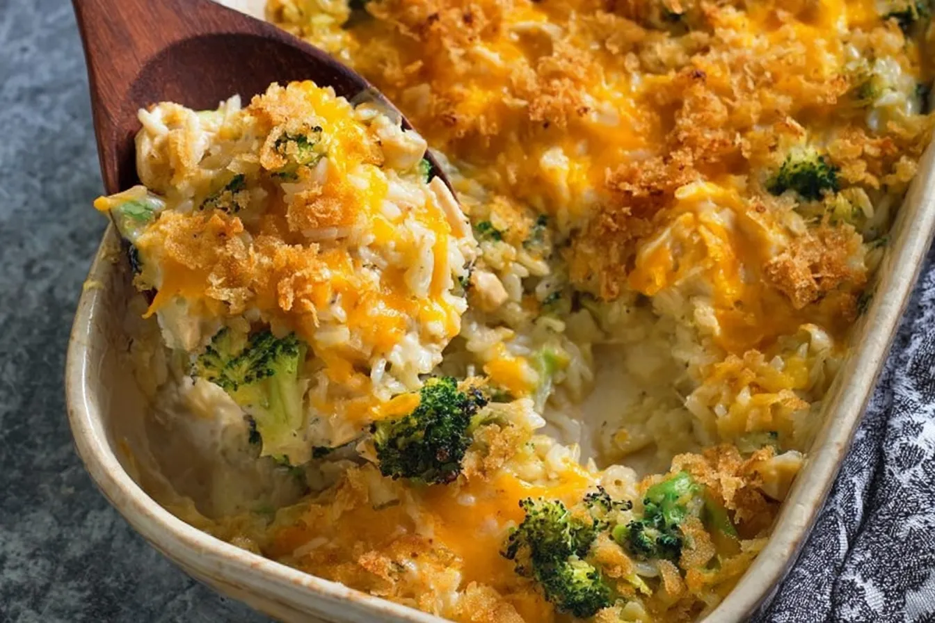Cheesy Broccoli Chicken Rice Casserole — Comfort Food Delight