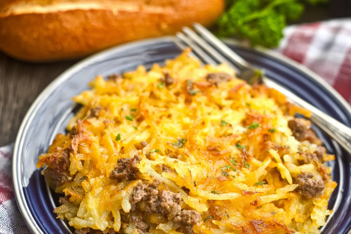 Cheesy Hash Brown Beef Casserole — Quick, cheesy comfort in every bite