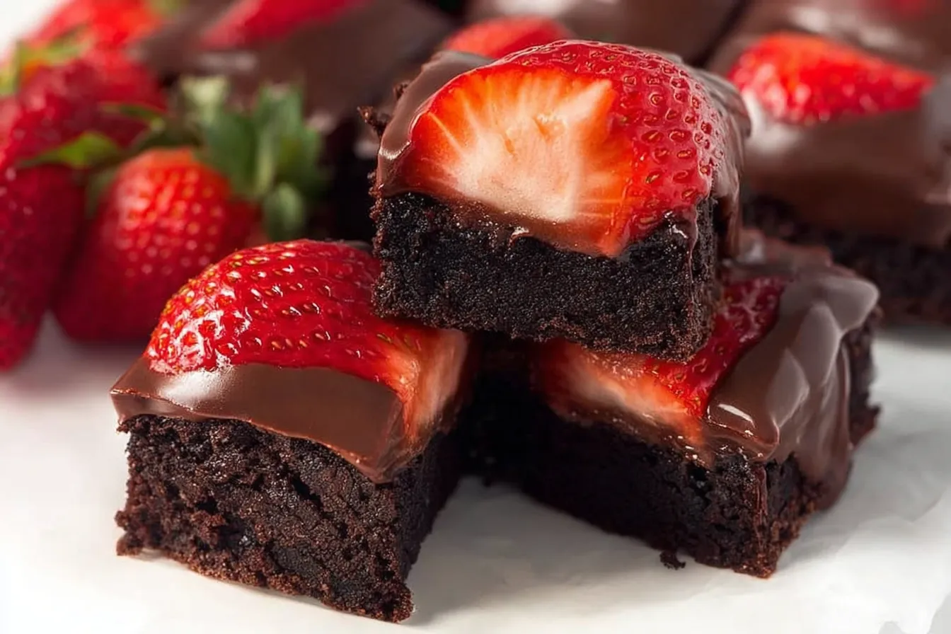 Decadent Chocolate Covered Strawberry Brownies
