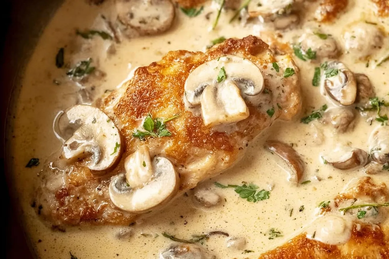 Creamy Chicken and Mushroom Casserole Ready to Serve