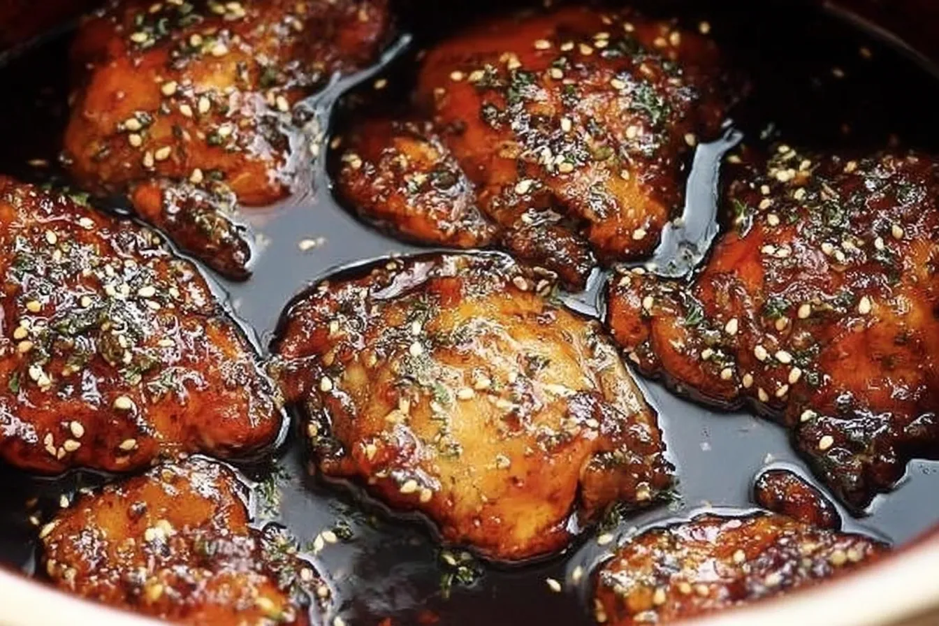 Crockpot Honey Garlic Chicken on a Plate