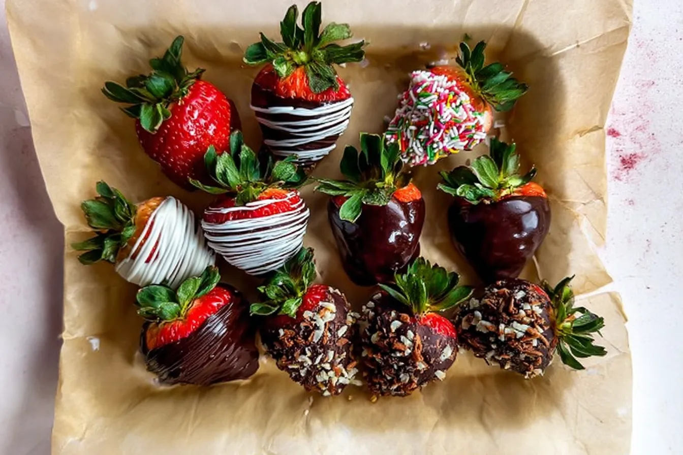 Chocolate Covered Strawberries with Colorful Toppings