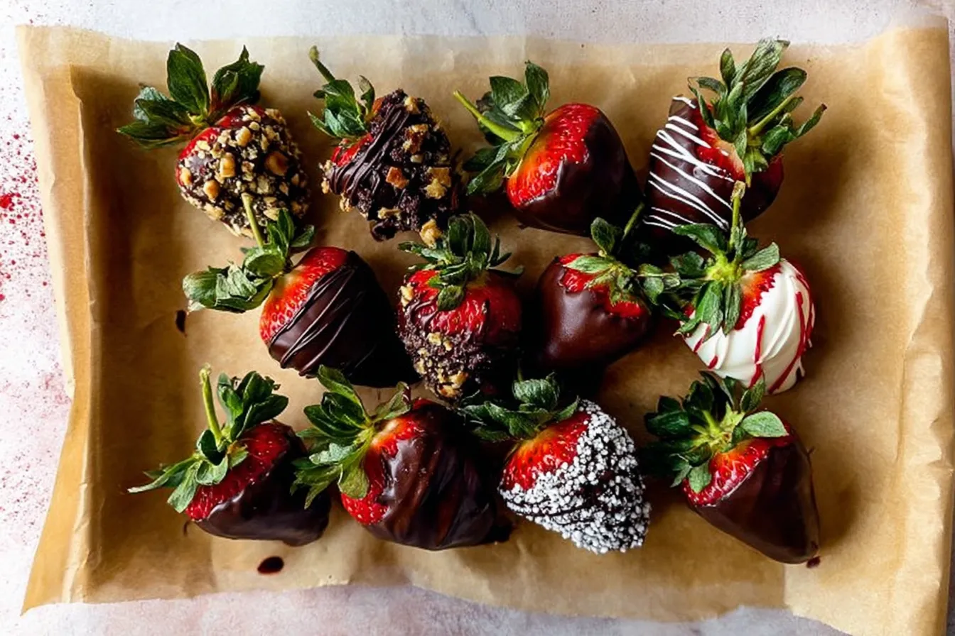 Easy Chocolate Covered Strawberries with Toppings — Sprinkles, nuts, and drizzle ideas