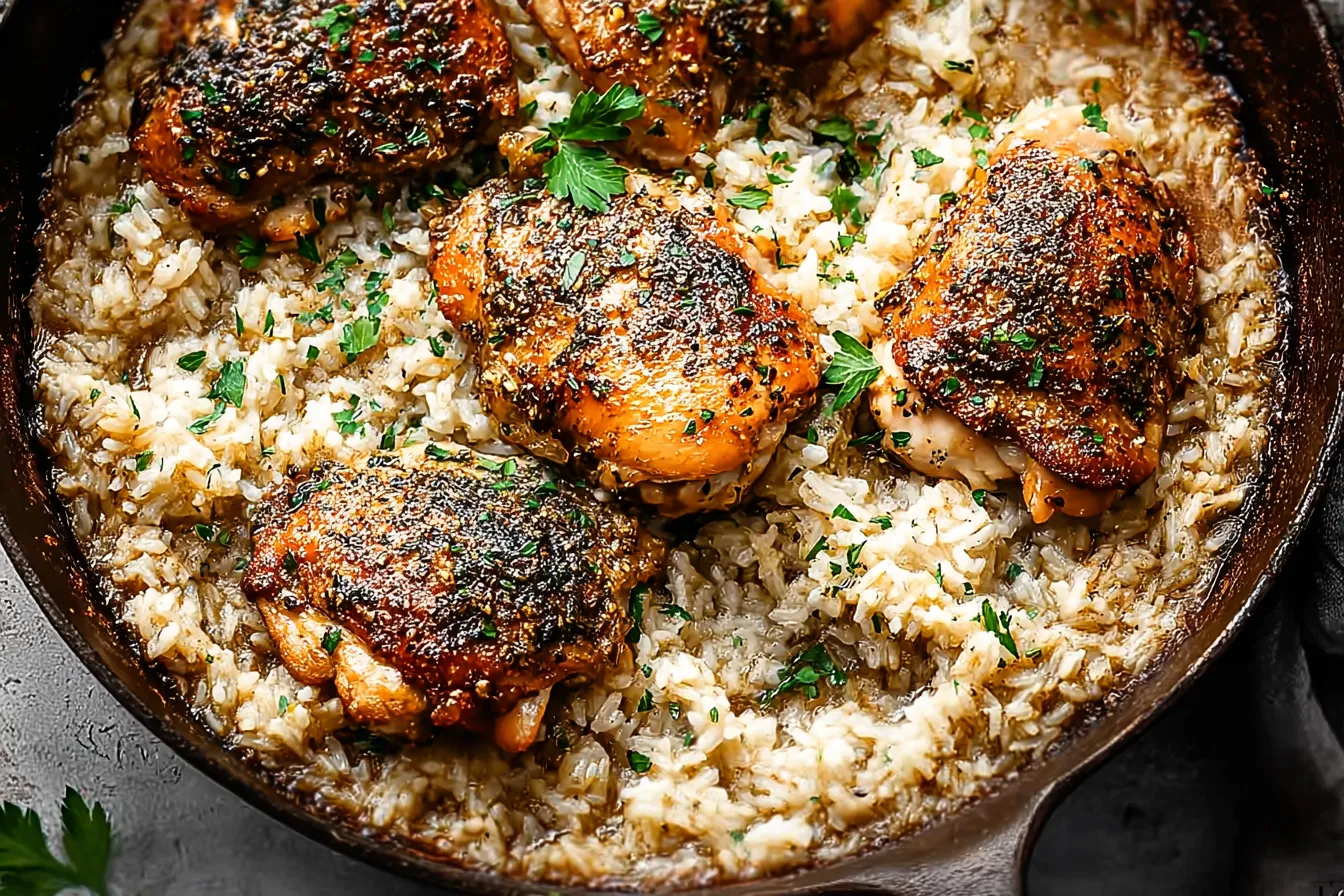 Garlic Butter Chicken and Rice Bake — Flavor-packed oven dinner