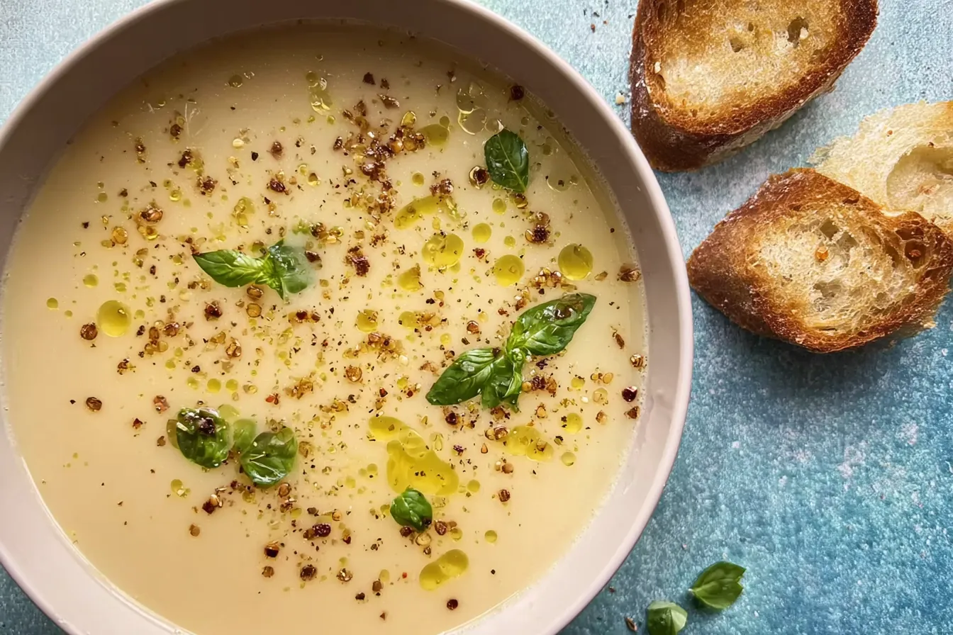 Garlic Parmesan Broth Soup in a Bowl