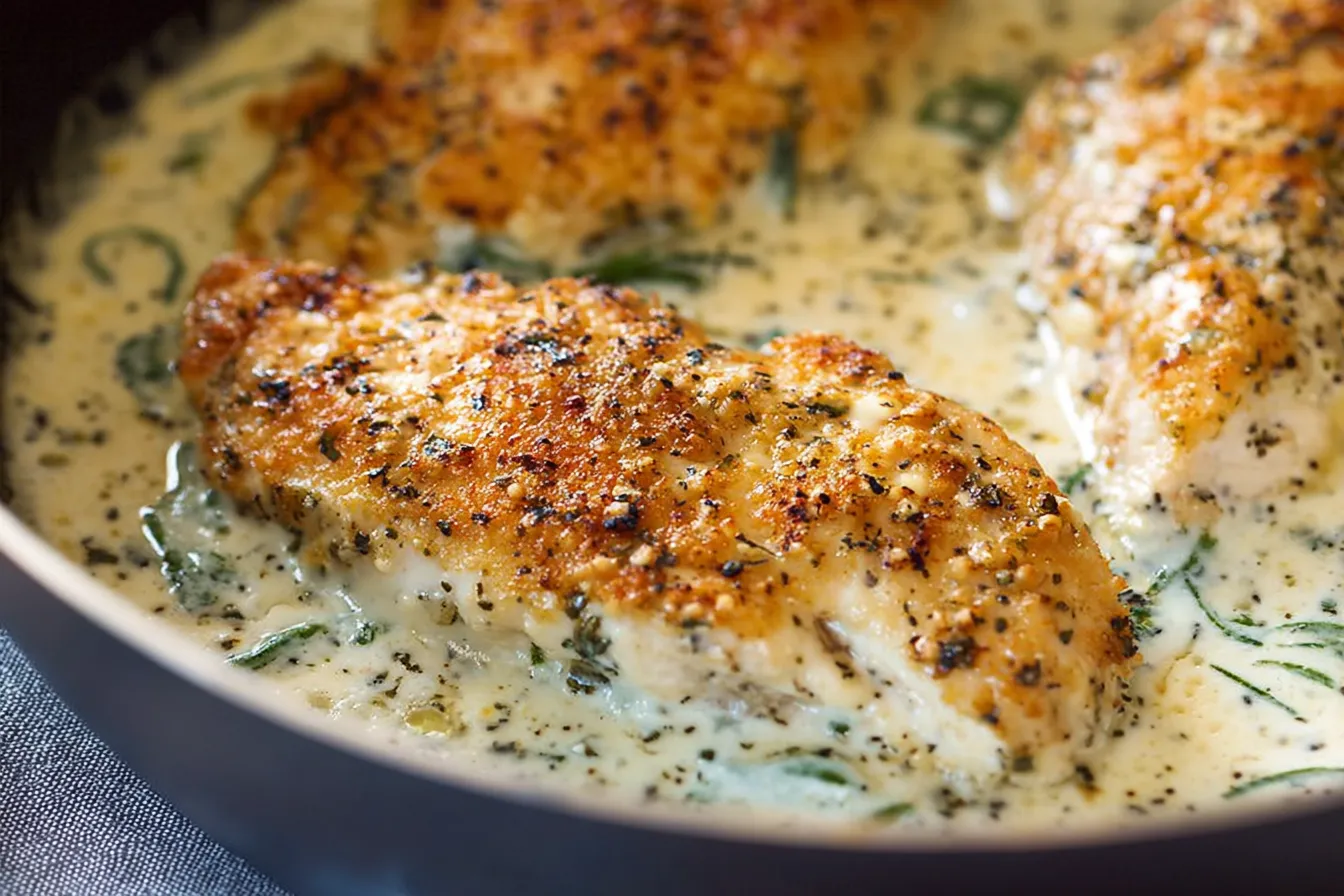 Garlic Parmesan Chicken Bake — Creamy parmesan crust for a family-favorite dinner