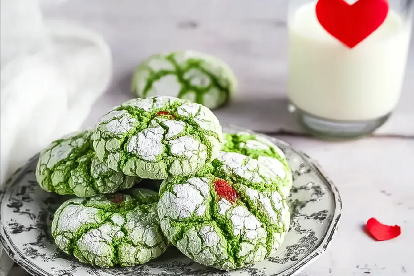 Green Crinkle Cookies — Bright, crackled cookie favorite