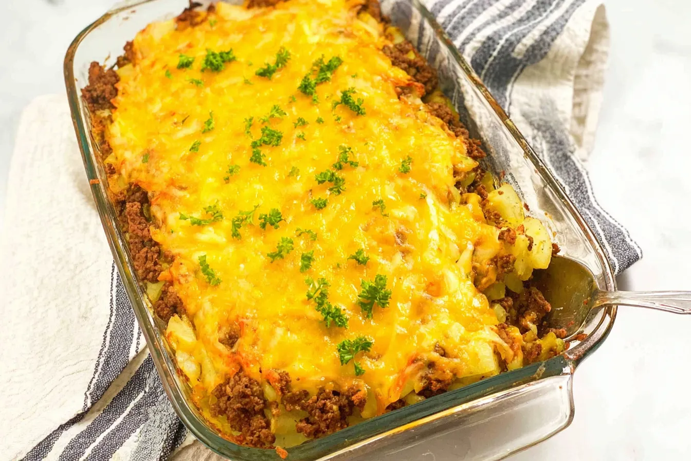 Delicious Ground Beef and Potato Casserole Ready to Serve