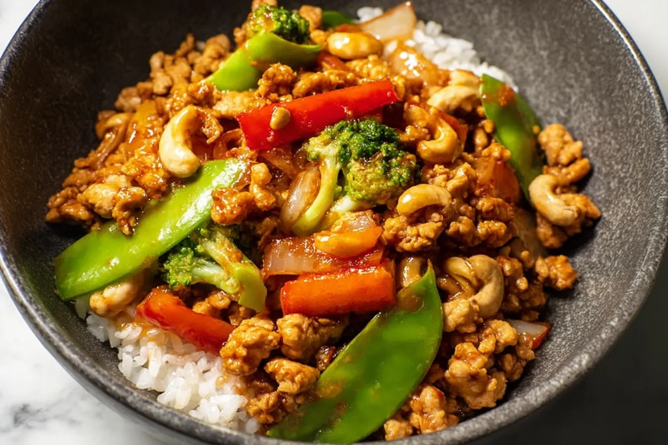 Ground Chicken Stir Fry in Skillet