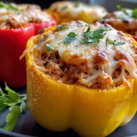 Colorful Ground Chicken Stuffed Peppers Ready to Serve