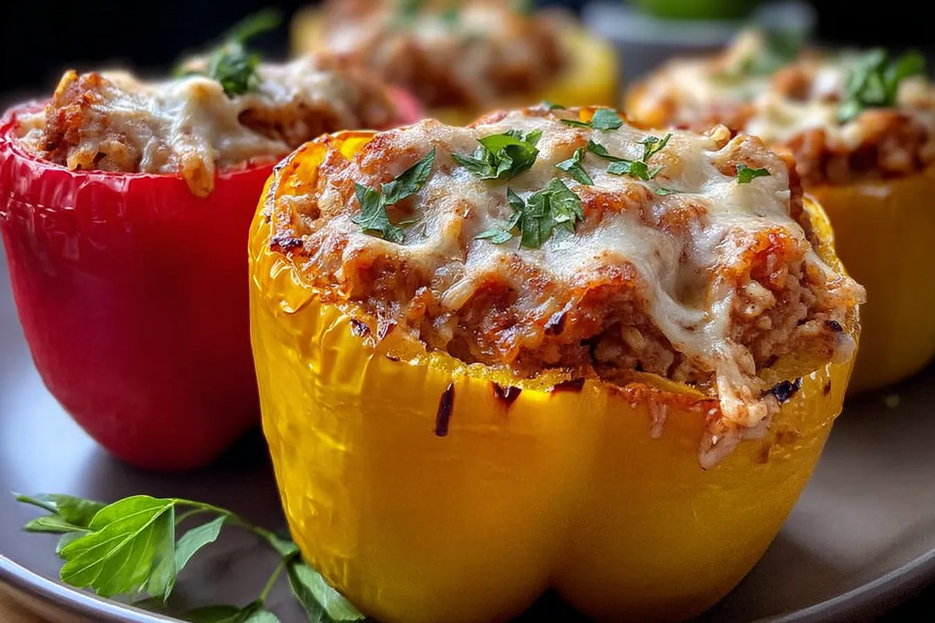 Ground Chicken Stuffed Peppers — Healthy baked dinner idea