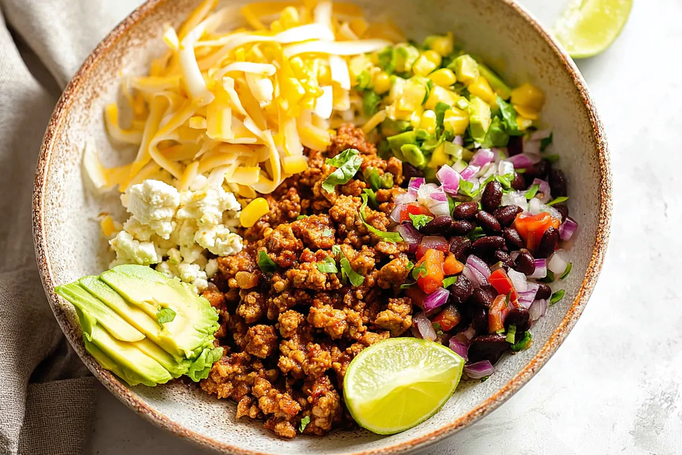 Delicious Ground Chicken Taco Bowls Ready to Serve