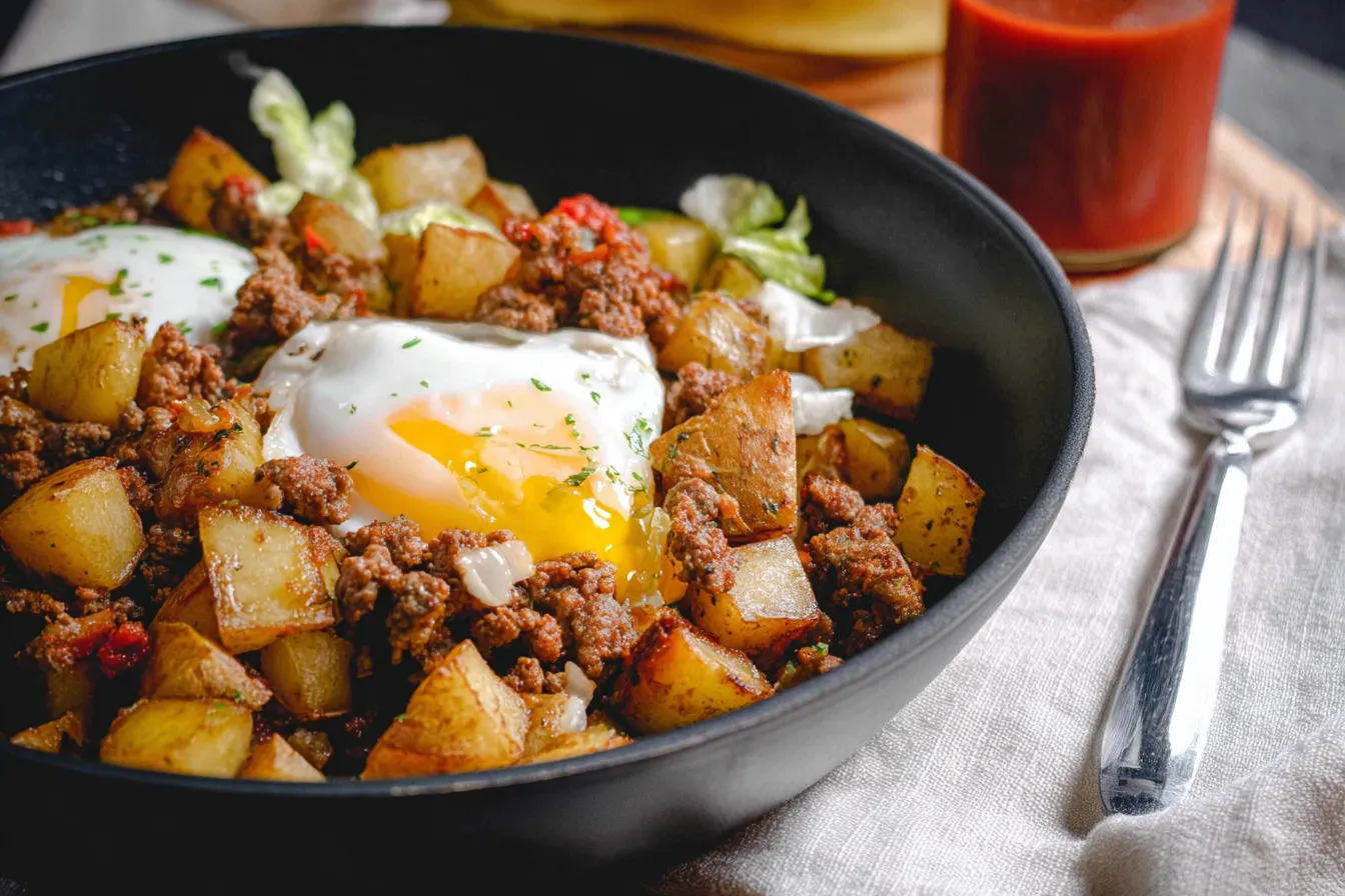 Hamburger Hash — One-skillet dinner with potatoes and ground beef