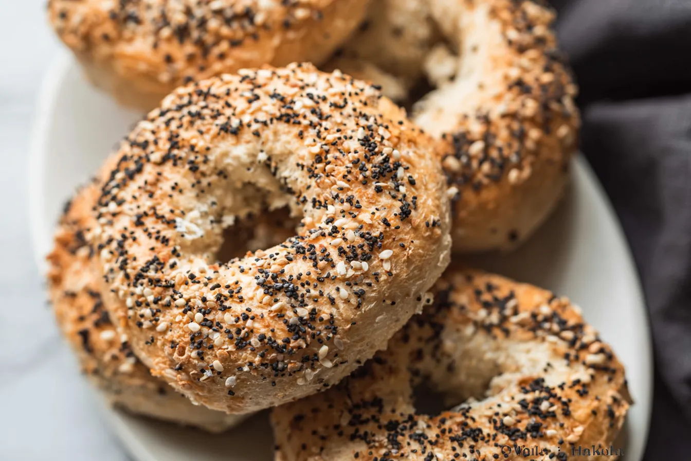 Healthy Bagels with Oat Flour and Greek Yogurt Freshly Baked