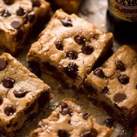 Irish Cream Chocolate Chip Bars on a Plate