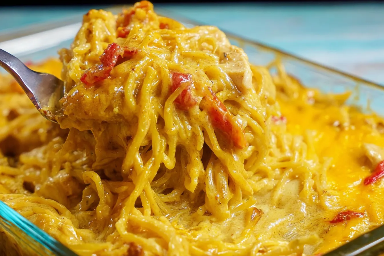 Irresistible Spicy Southern Chicken Spaghetti Casserole — A Southern favorite with creamy sauce and a spicy kick