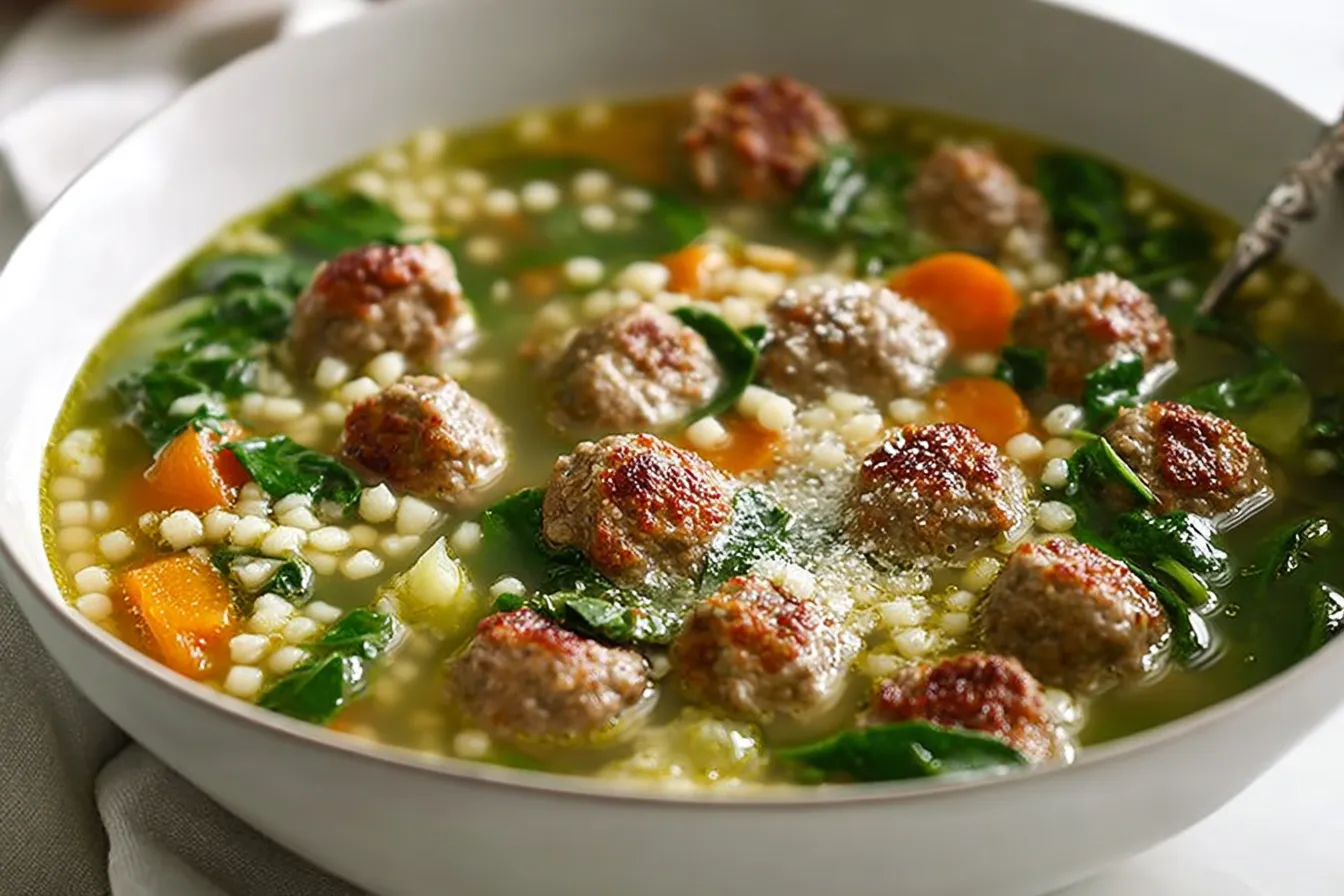 Italian Wedding Soup — Tiny meatballs, greens, and pasta in a delicious broth