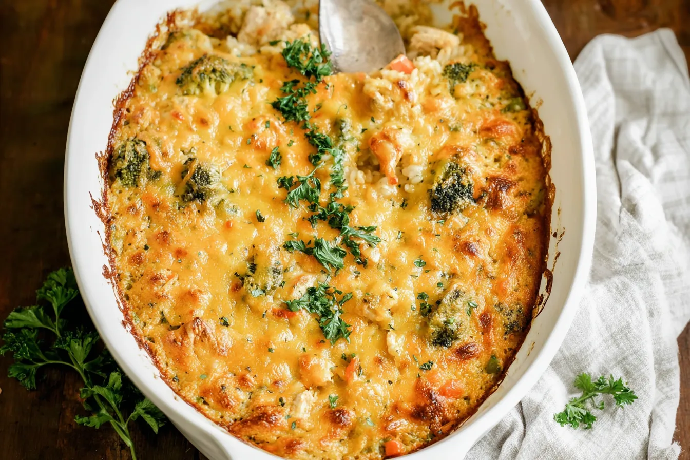 Loaded Chicken and Rice Casserole – Hearty one-pan meal