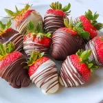 Marbled Chocolate Dipped Strawberries — White and Dark Chocolate