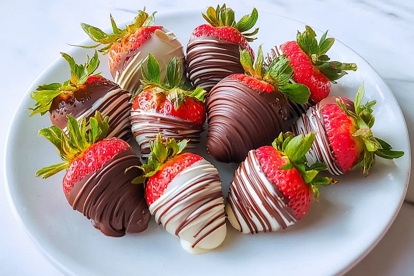 Marbled Chocolate Dipped Strawberries — White and Dark Chocolate