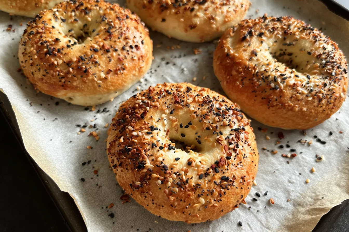 Plain Greek Yogurt Bagels with Savory Toppings