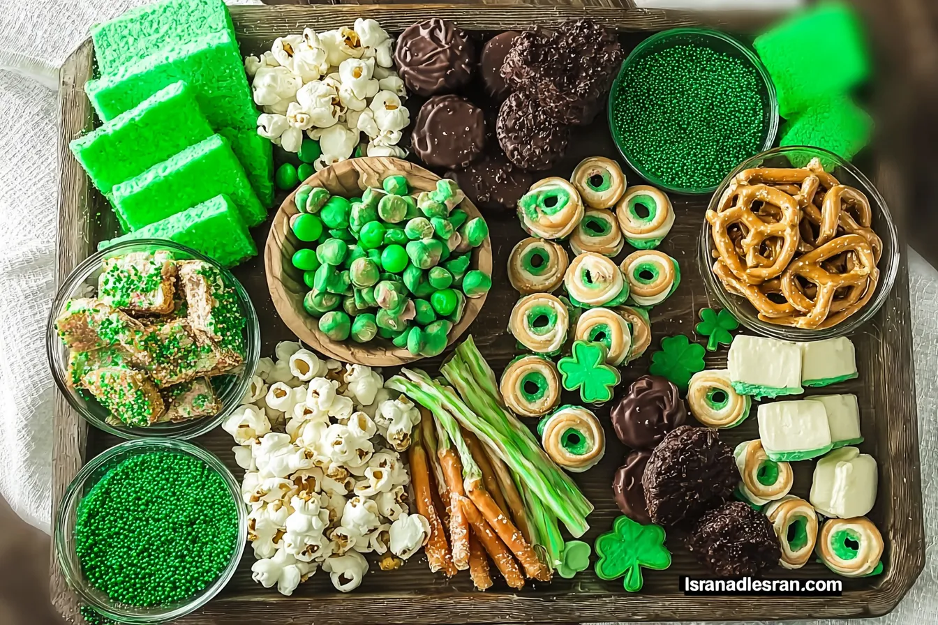 St Patricks Day Dessert Tray with Assorted Baked Goods
