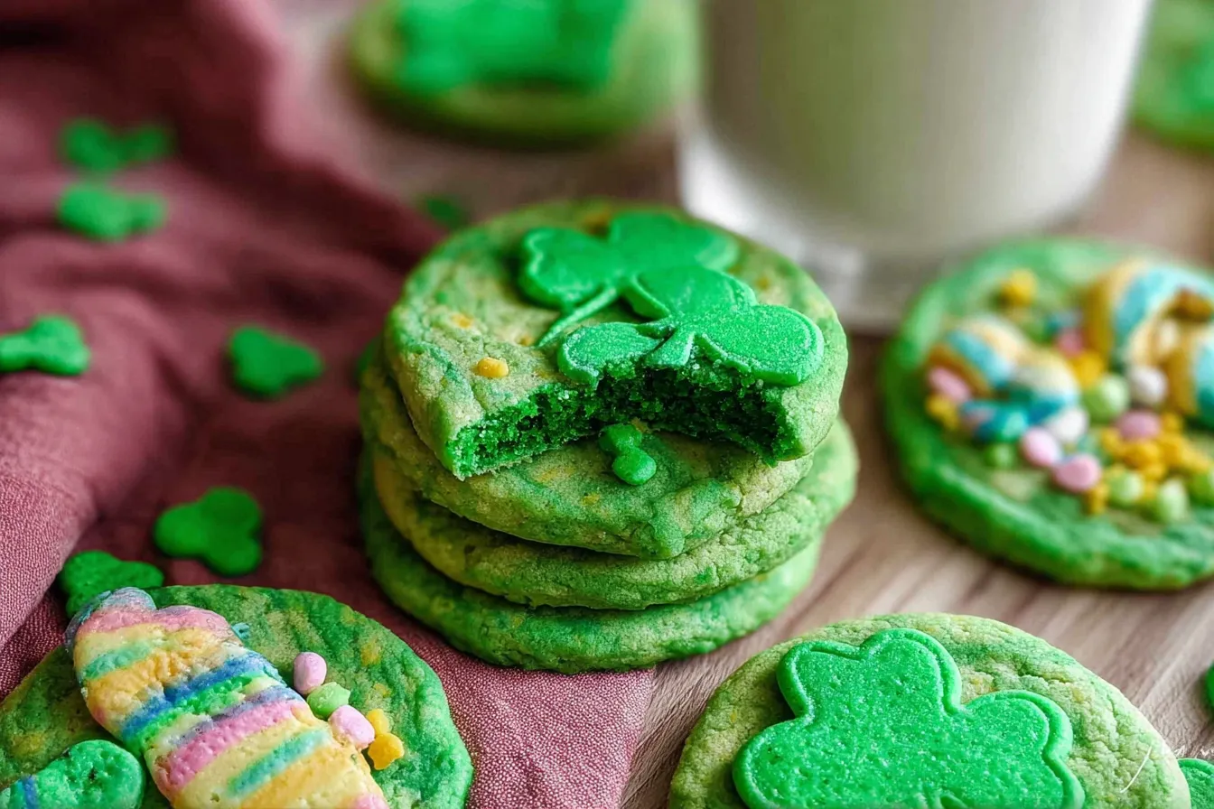 St Patricks Day Sugar Cookies — Green iced cookies with festive designs