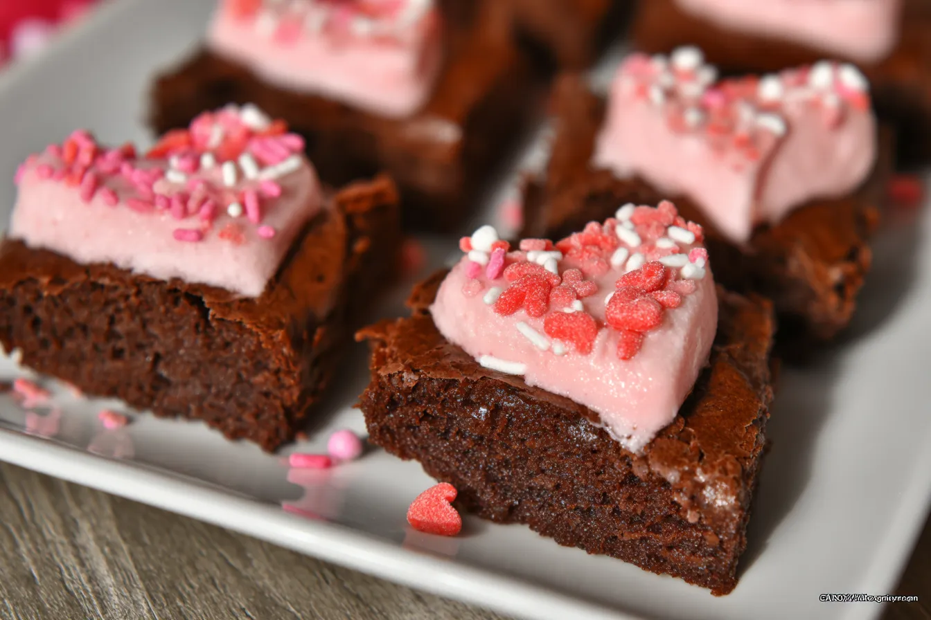 Strawberry Heart Brownies for Valentine's Day