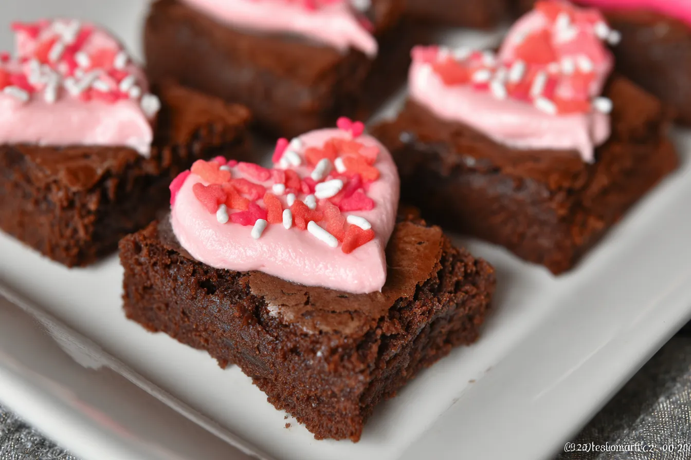 Strawberry Heart Brownies — Valentine-ready brownies with strawberry flavor