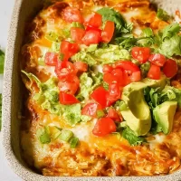 Cheesy Tex-Mex Chicken Enchilada Casserole Freshly Baked