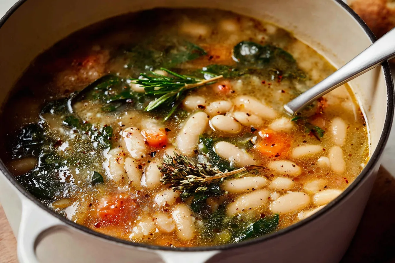 Tuscan White Bean Soup — Hearty and healthy, filled with Italian herbs