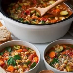 Bowl of Vegetable Minestrone Soup — A Classic Italian Dish