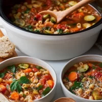 Vegetable Minestrone Soup — Classic Italian vegetable soup for all seasons Bowl of Vegetable Minestrone Soup — A Classic Italian Dish