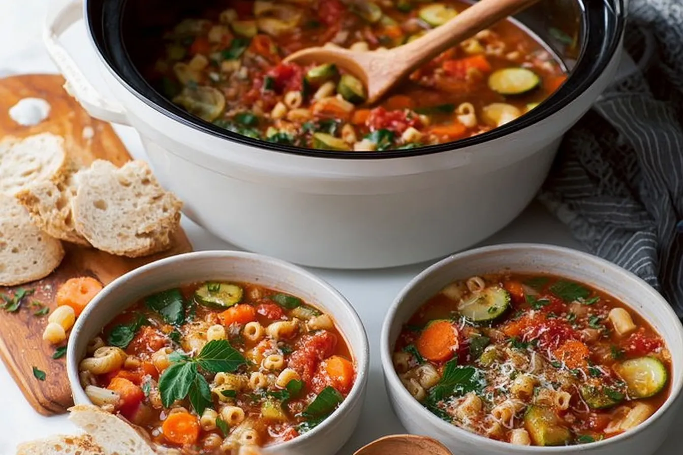 Bowl of Vegetable Minestrone Soup — A Classic Italian Dish