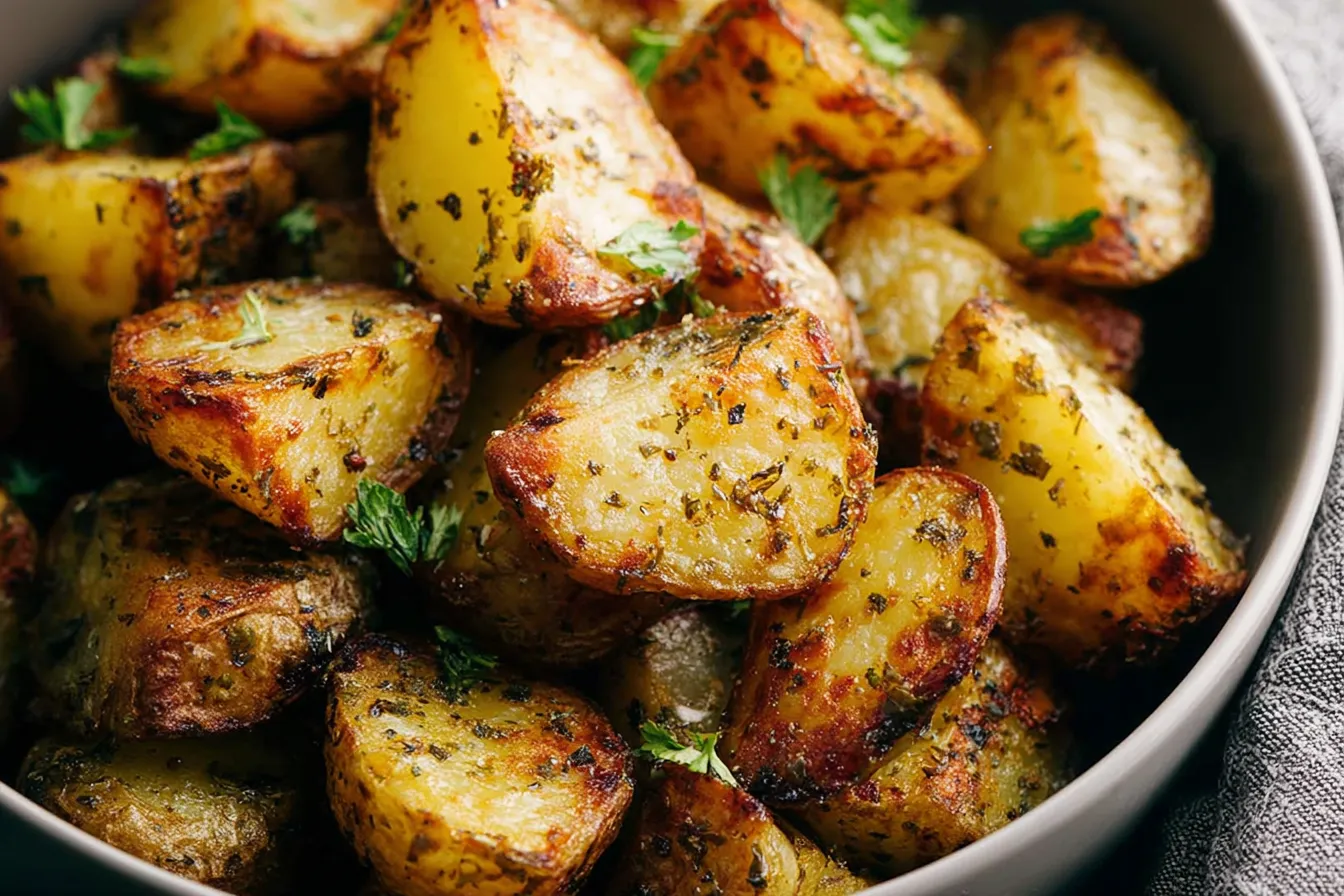 Crispy Air Fryer Roasted Potatoes on a Plate