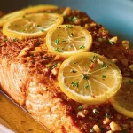 Baked Lemon Garlic Salmon on a Plate