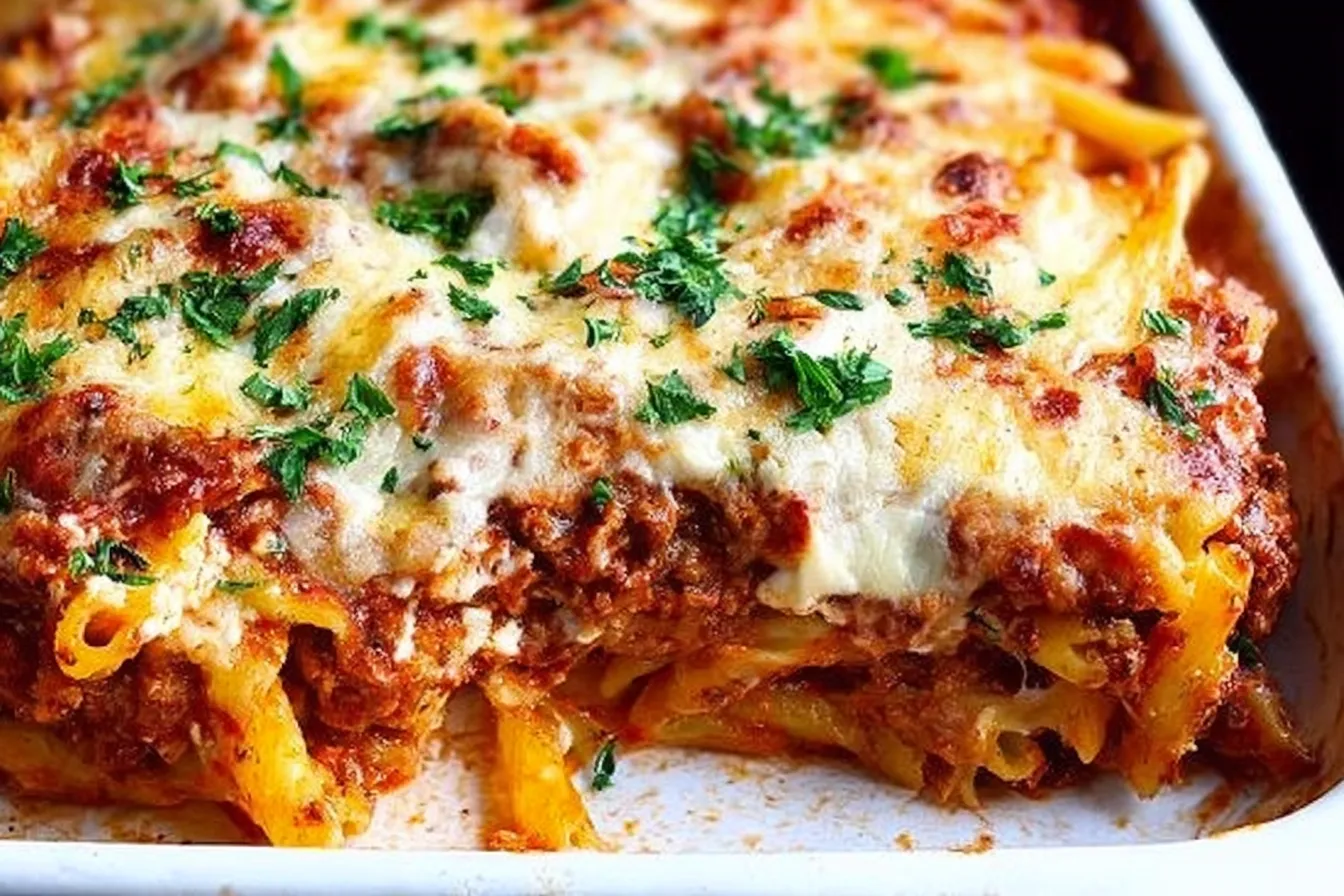 Delicious Baked Ziti with Ricotta in a Baking Dish