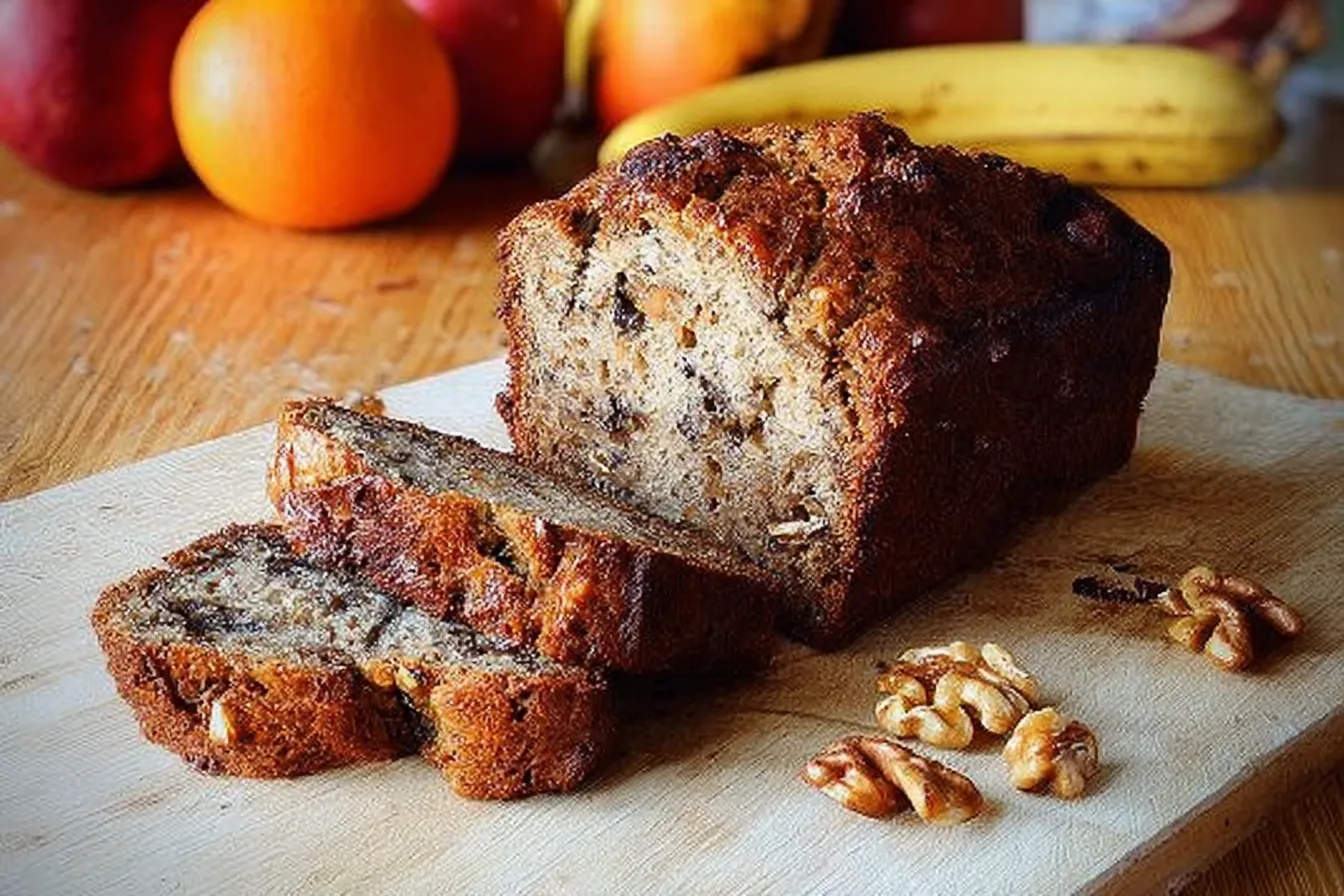 Freshly Baked Banana Bread with Walnuts