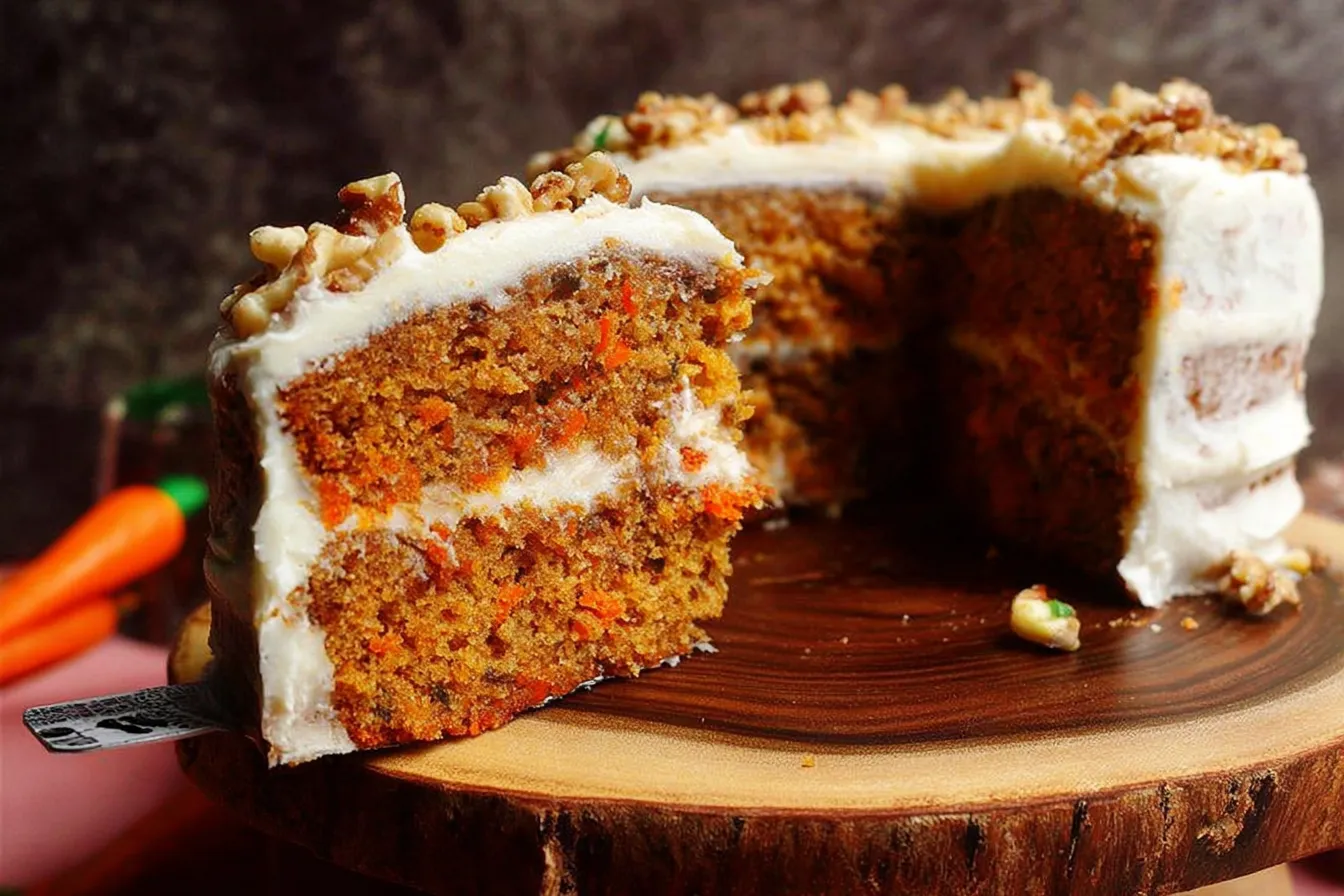 Delicious Carrot Cake with Cream Cheese Frosting Slice