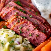 Classic Corned Beef and Cabbage with Carrots Served Hot
