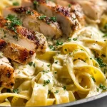 Creamy Chicken Alfredo Pasta Plated with Fresh Parsley