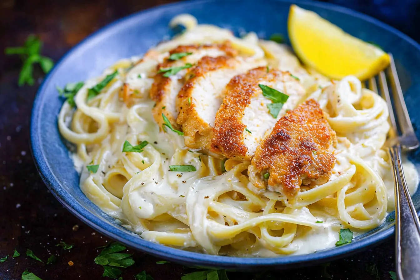 Creamy Lemon Chicken Pasta Plated