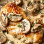 Creamy Mushroom Chicken Plated in a Cozy Dining Setting