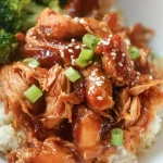 Crockpot Honey Garlic Chicken Served with Rice