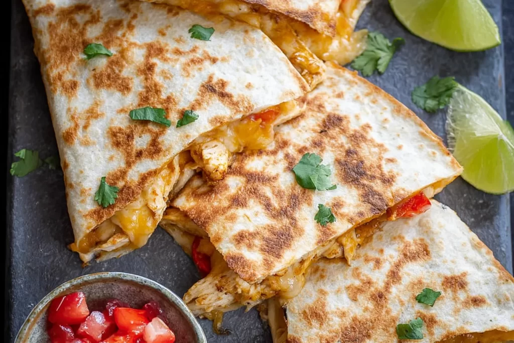 Melt-in-Your-Mouth Easy Chicken Quesadillas on a Plate