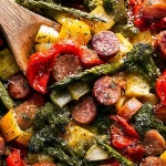 Easy Sheet Pan Sausage and Vegetables Ready to Serve