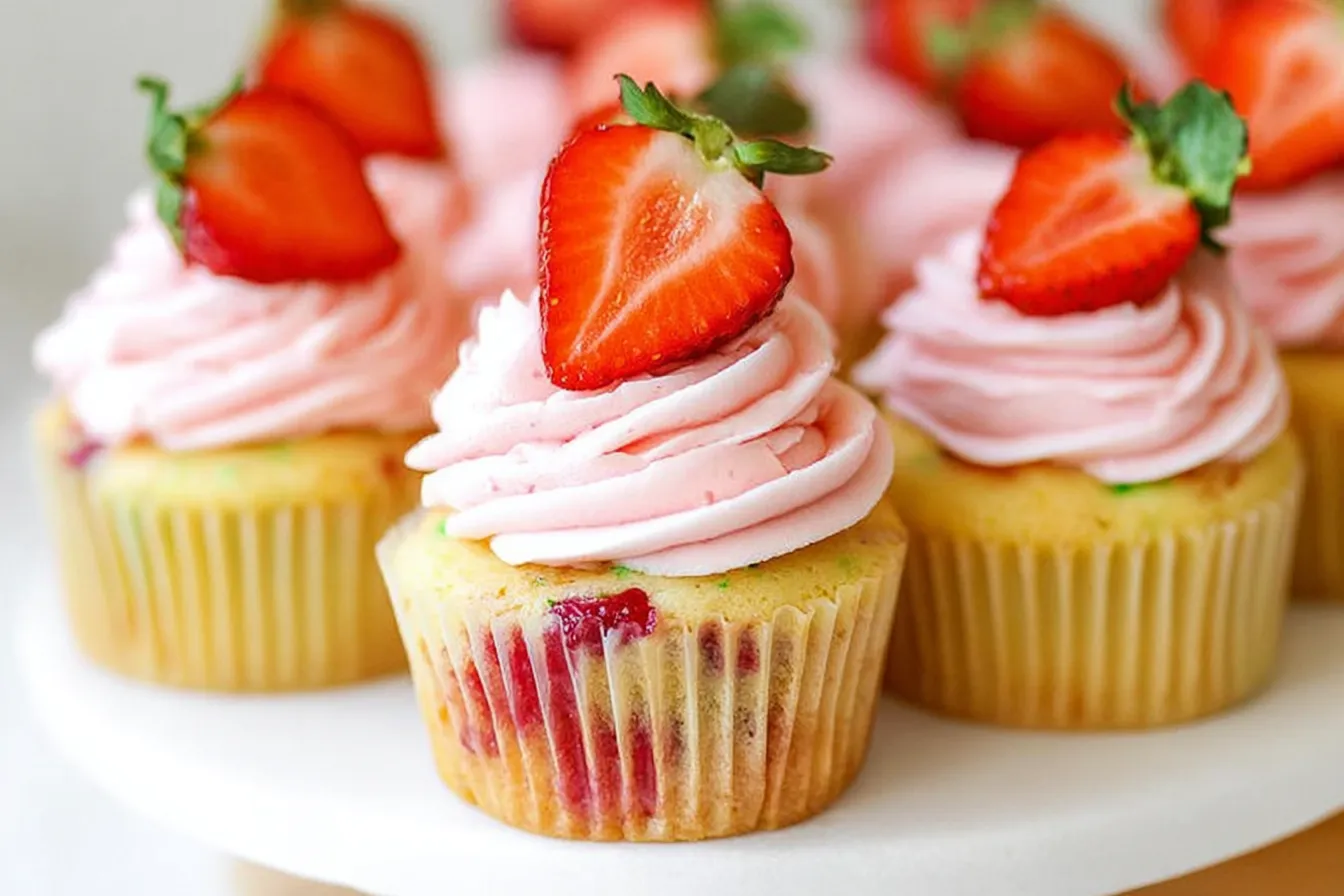Fresh Fruit Spring Cupcakes Decorated with Seasonal Fruits