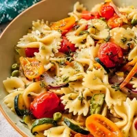 Colorful Fresh Garden Pasta Primavera Dish
