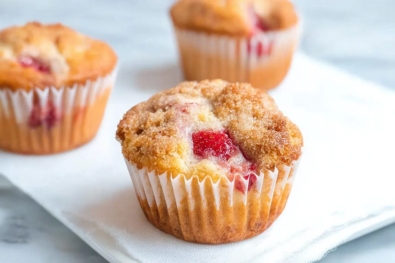 Fresh Strawberry Muffins Plated for Breakfast